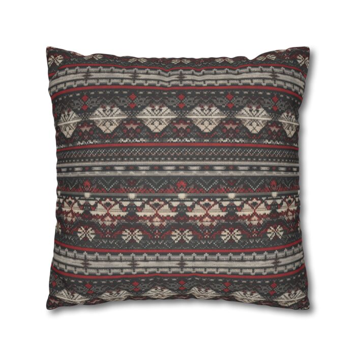Nordic Knit Pattern Faux Suede Square Pillowcase - Image 15