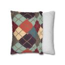 Vintage Harvest Argyle Faux Suede Square Pillowcase
