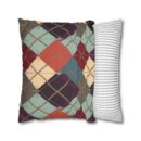 Vintage Harvest Argyle Faux Suede Square Pillowcase