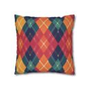 Festive Firelight Plaid Faux Suede Square Pillowcase