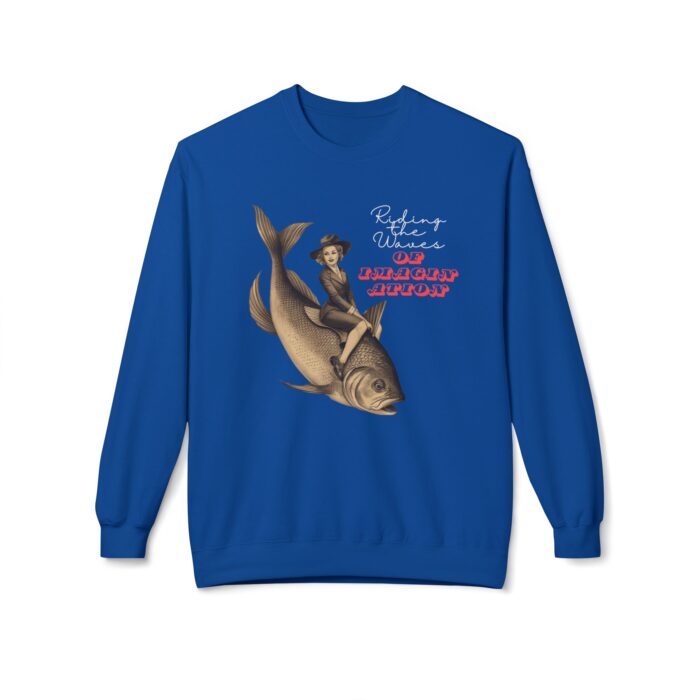 "Riding the Waves of Imagination" Unisex Midweight Softstyle Fleece Crewneck Sweatshirt - Image 25