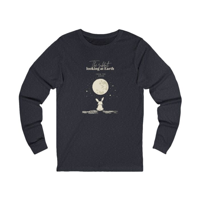 The rabbit looking at Earth from the moon Unisex Jersey Long Sleeve Tee - Image 7