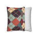 Vintage Harvest Argyle Faux Suede Square Pillowcase