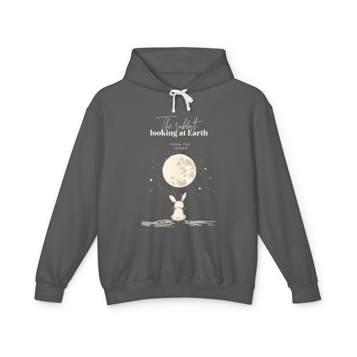 The rabbit looking at Earth from the moon Unisex Lightweight Hooded Sweatshirt