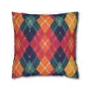 Festive Firelight Plaid Faux Suede Square Pillowcase