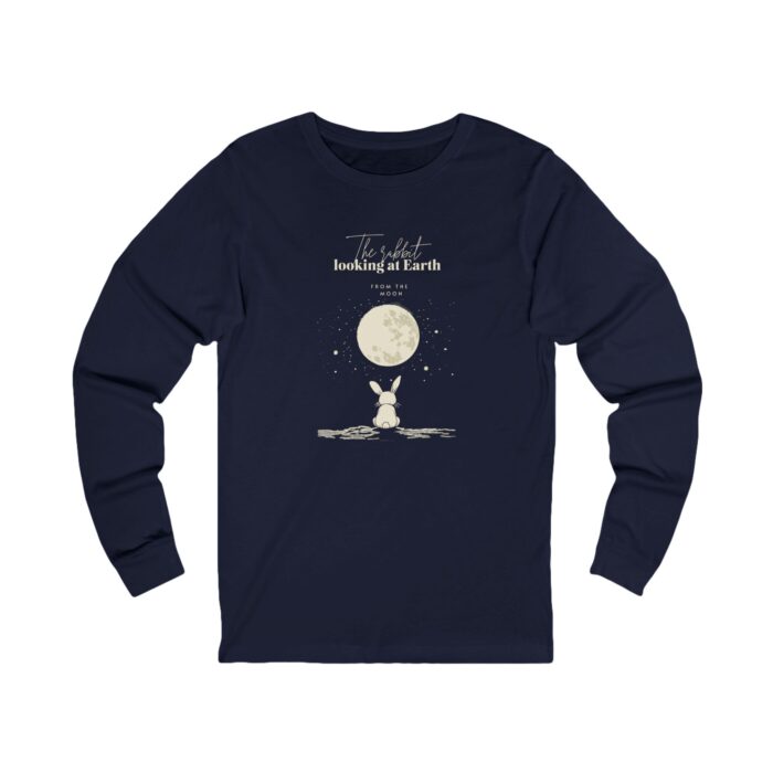 The rabbit looking at Earth from the moon Unisex Jersey Long Sleeve Tee - Image 9