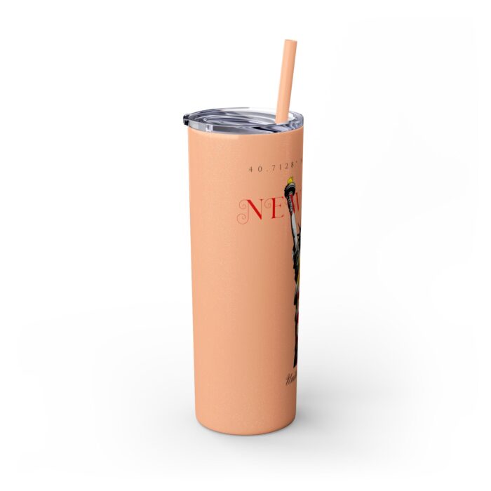 New York Glitter Skinny Tumbler with Straw, 20oz - Image 2