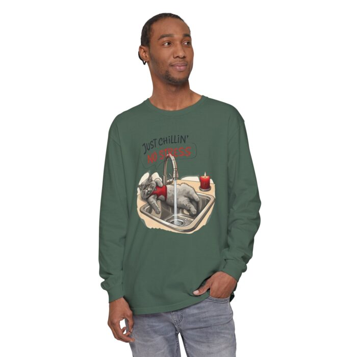 Just chillin' no stress Unisex Garment-dyed Long Sleeve T-Shirt - Image 27