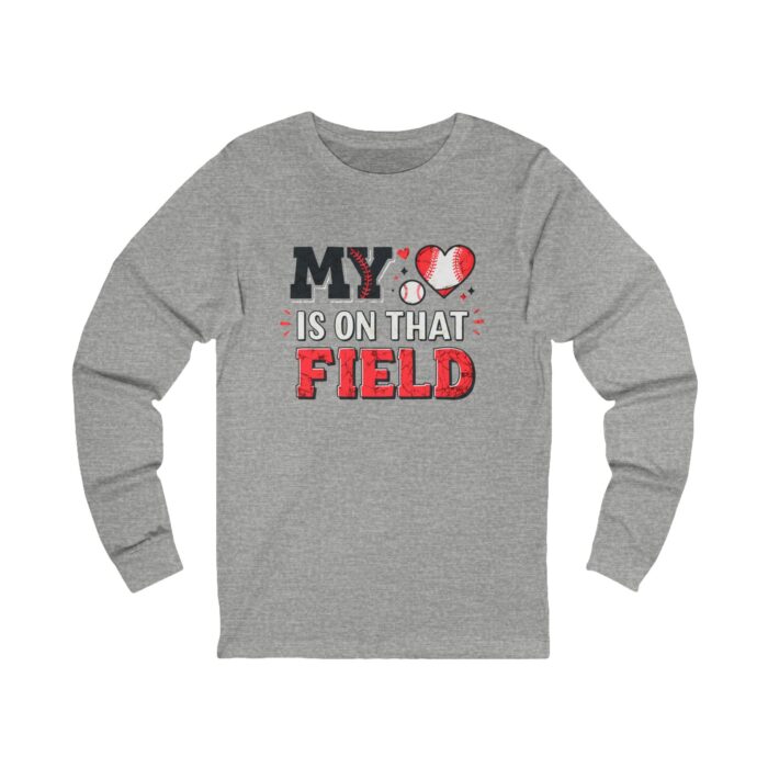 Sporty Unisex Long Sleeve Tee - 'My Heart is on That Field' - Image 5
