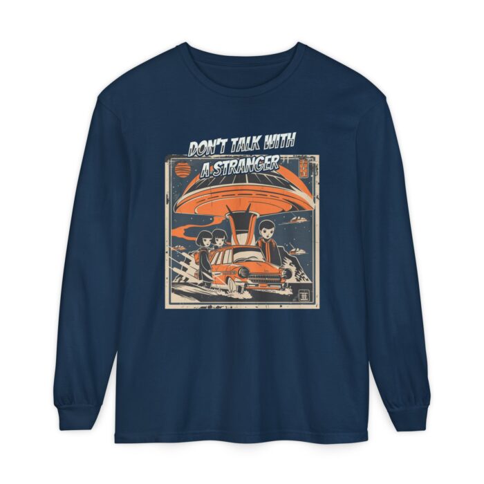 Don't Talk with a Stranger Unisex Garment-dyed Long Sleeve T-Shirt - Image 5