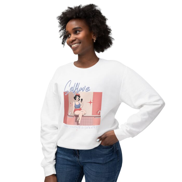 Make yourself a priority Unisex Lightweight Crewneck Sweatshirt - Image 3