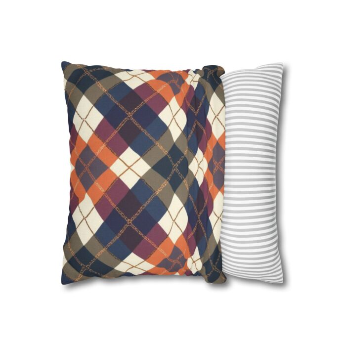 Warm Harvest Argyle Spun Polyester Square Pillowcase - Image 2
