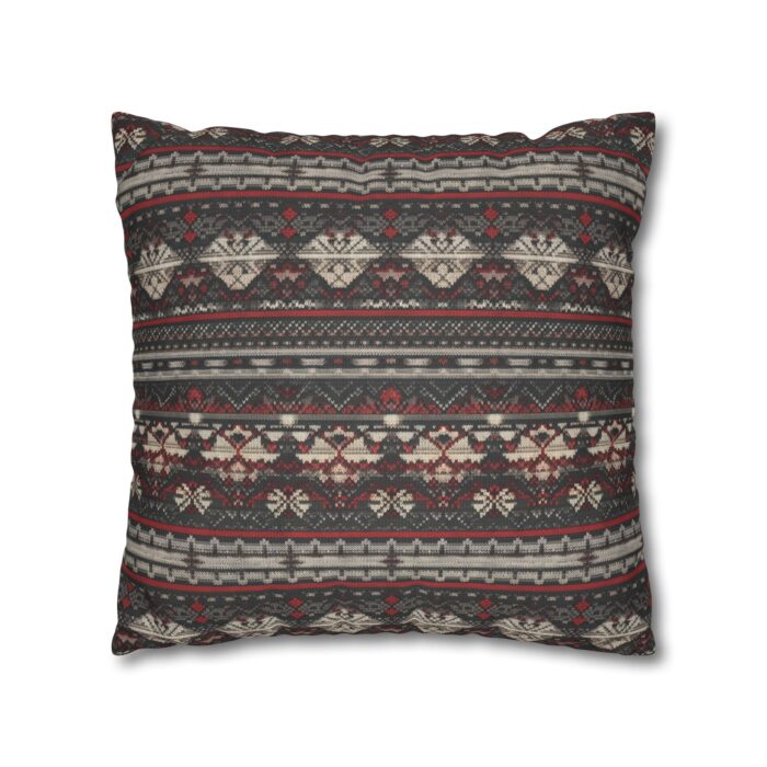 Nordic Knit Pattern Faux Suede Square Pillowcase - Image 11