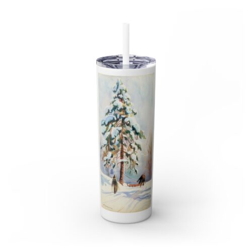 A tall pine tree Skinny Tumbler with Straw, 20oz