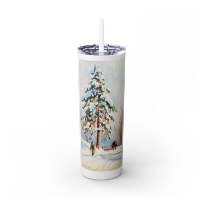 A tall pine tree Skinny Tumbler with Straw, 20oz