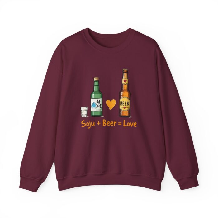 Soju + Beer = Love Unisex Heavy Blend™ Crewneck Sweatshirt - Image 17