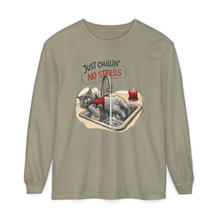 Just chillin' no stress Unisex Garment-dyed Long Sleeve T-Shirt - Image 13