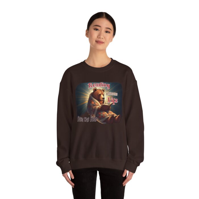 Reading brightens life, even the bear Unisex Heavy Blend™ Crewneck Sweatshirt - Image 8