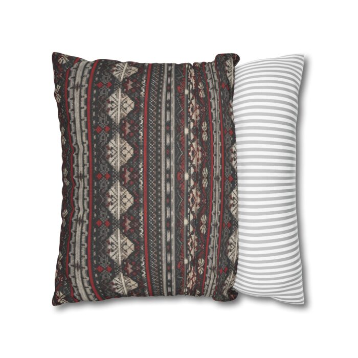 Nordic Knit Pattern Faux Suede Square Pillowcase - Image 12