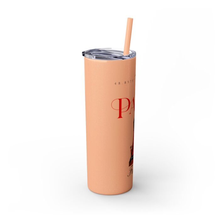 Paris Glitter Skinny Tumbler with Straw, 20oz - Image 2