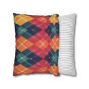 Festive Firelight Plaid Faux Suede Square Pillowcase