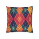 Festive Firelight Plaid Faux Suede Square Pillowcase