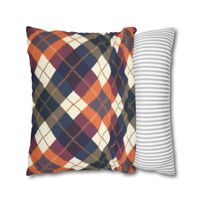 Warm Harvest Argyle Spun Polyester Square Pillowcase - Image 16