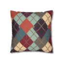 Vintage Harvest Argyle Faux Suede Square Pillowcase