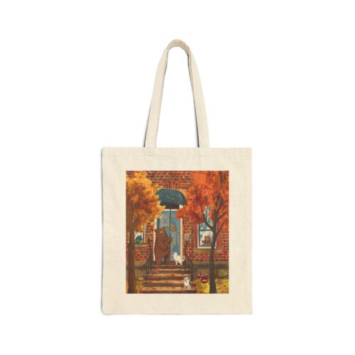 Autumn Gathering at Bear's Door Cotton Canvas Tote Bag
