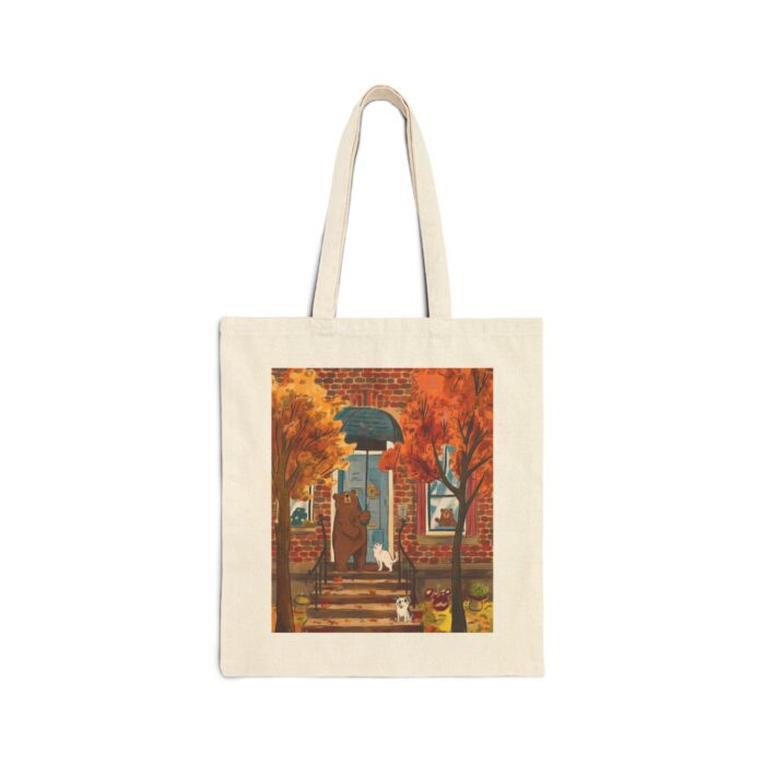 Autumn Gathering at Bear's Door Cotton Canvas Tote Bag