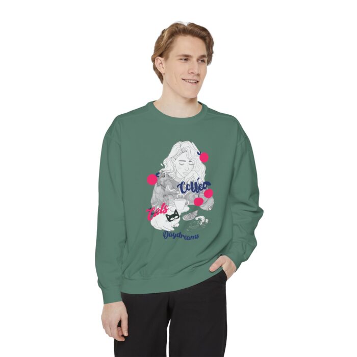 Coffee Cats Daydreams Unisex Garment-Dyed Sweatshirt - Image 19