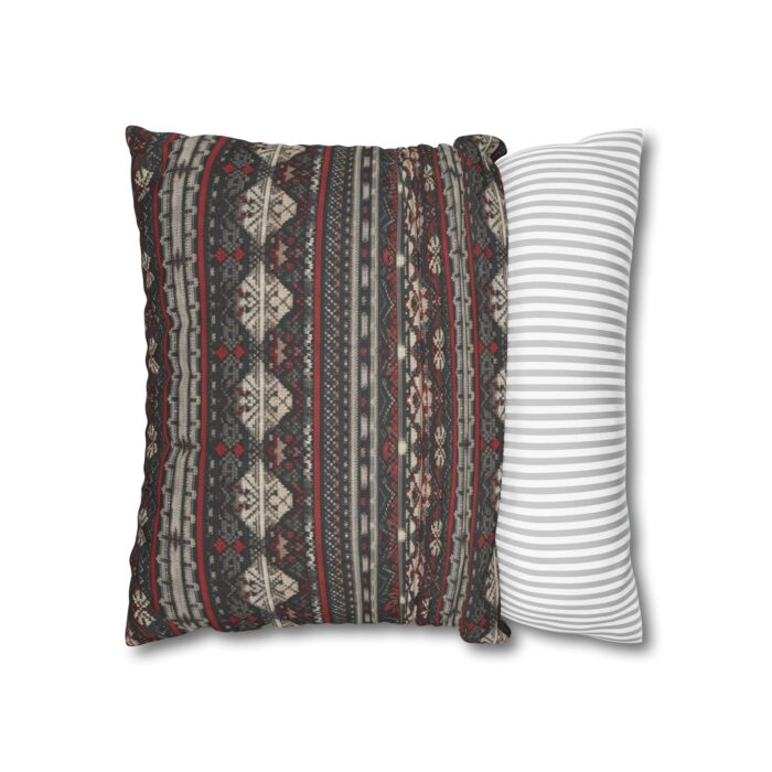 Nordic Knit Pattern Faux Suede Square Pillowcase - Image 6