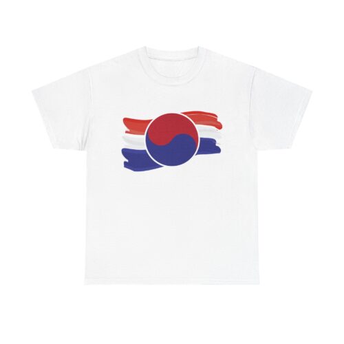 "meta_description": "Unisex Heavy Cotton Tee inspired by the Korean flag. Ethically sourced, stylish comfort for any celebration.",