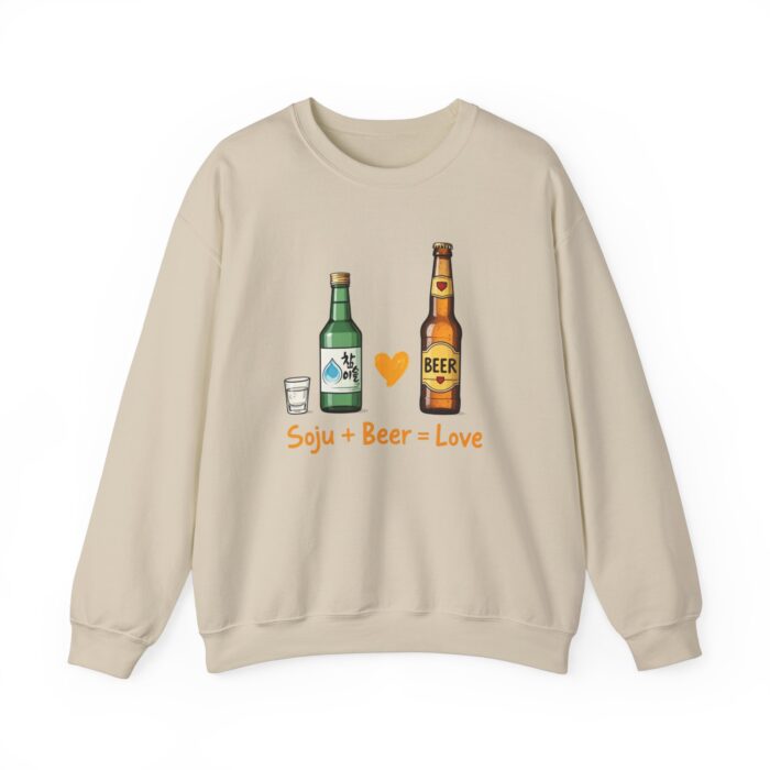 Soju + Beer = Love Unisex Heavy Blend™ Crewneck Sweatshirt - Image 9