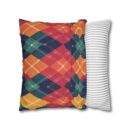 Festive Firelight Plaid Faux Suede Square Pillowcase