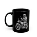 Motorcycle Rider with Coffee Black Mug (11oz, 15oz)