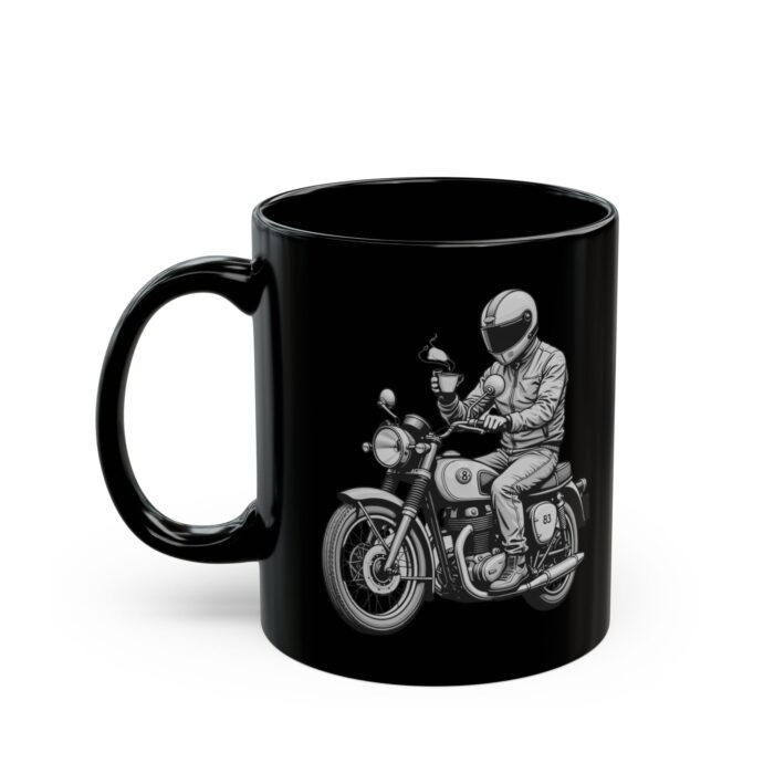 Motorcycle Rider with Coffee Black Mug (11oz, 15oz) - Image 3