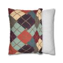 Vintage Harvest Argyle Faux Suede Square Pillowcase