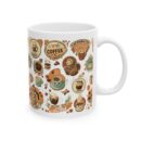 Coffee Stickers Ceramic Mug, (11oz, 15oz)