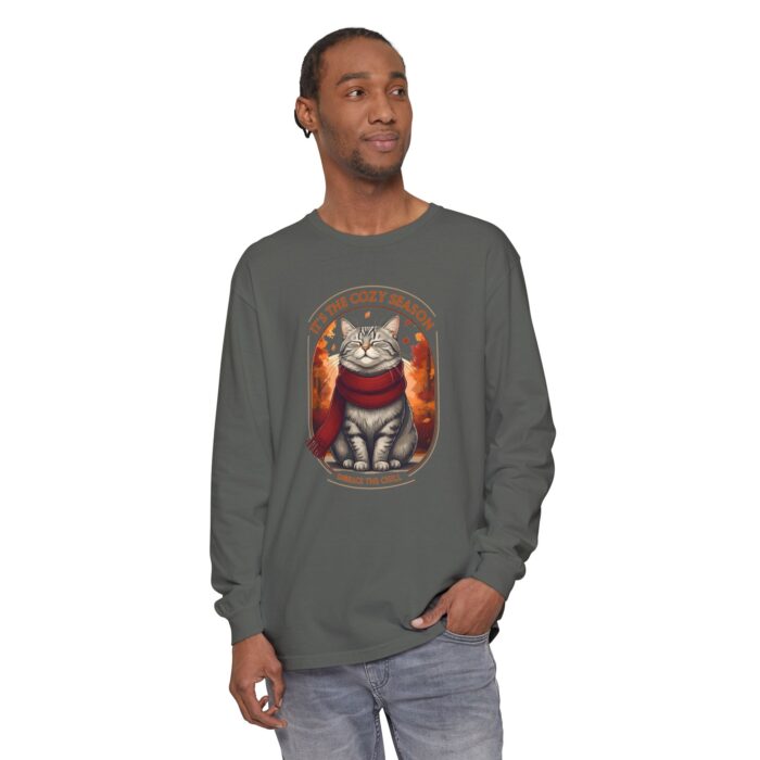 It's the cozy season Unisex Garment-dyed Long Sleeve T-Shirt - Image 3