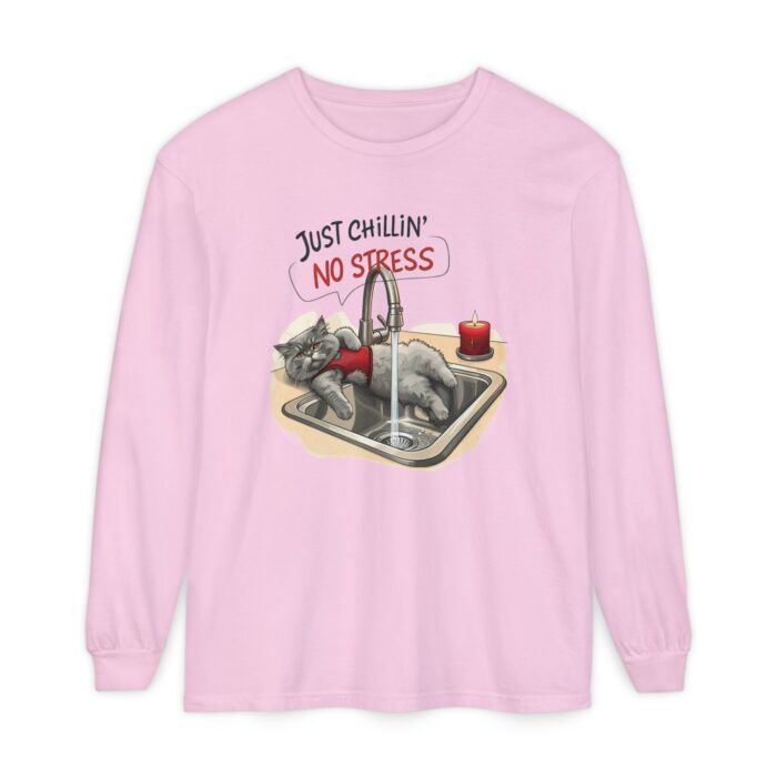 Just chillin' no stress Unisex Garment-dyed Long Sleeve T-Shirt - Image 37