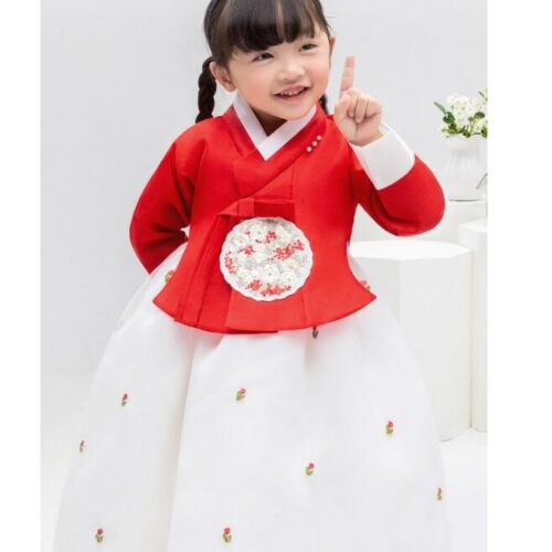 금동이한복 Red Tulip Hanbok AW228
