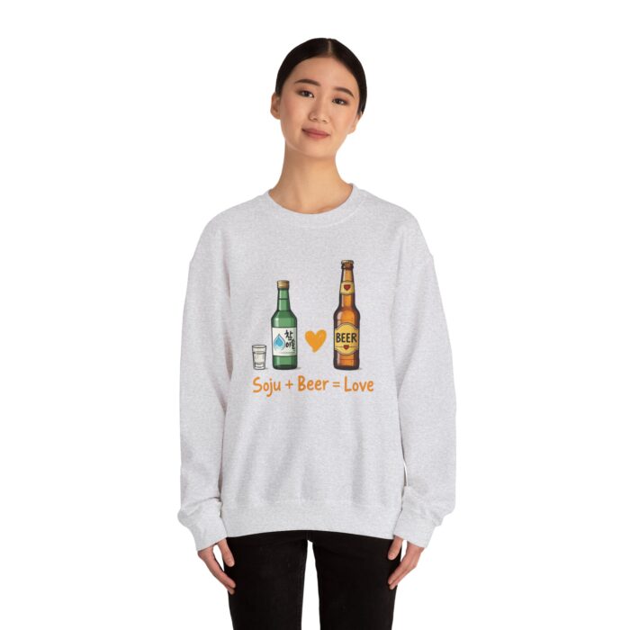 Soju + Beer = Love Unisex Heavy Blend™ Crewneck Sweatshirt - Image 4