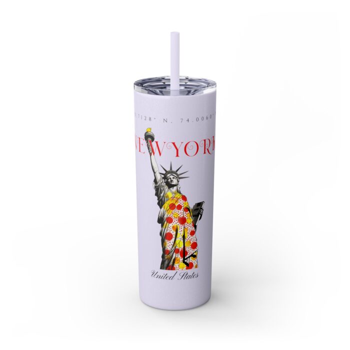 New York Glitter Skinny Tumbler with Straw, 20oz - Image 9