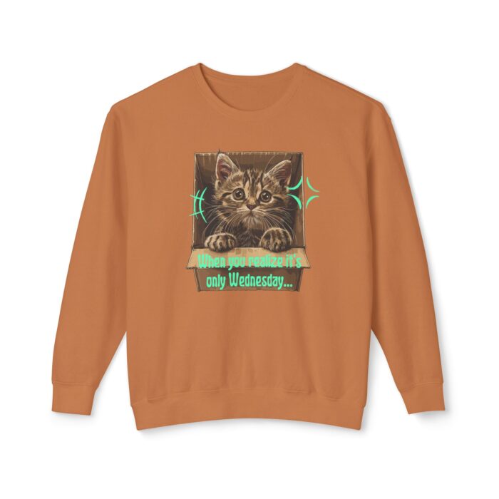 When you realize it's only Wednesday! Unisex Lightweight Crewneck Sweatshirt - Image 5