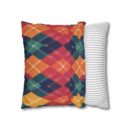Festive Firelight Plaid Faux Suede Square Pillowcase