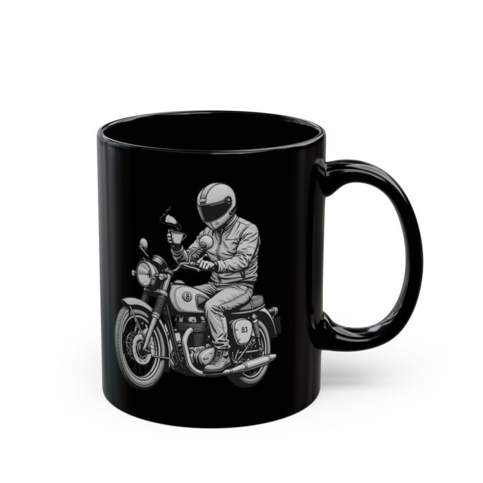 Motorcycle Rider with Coffee Black Mug (11oz, 15oz)