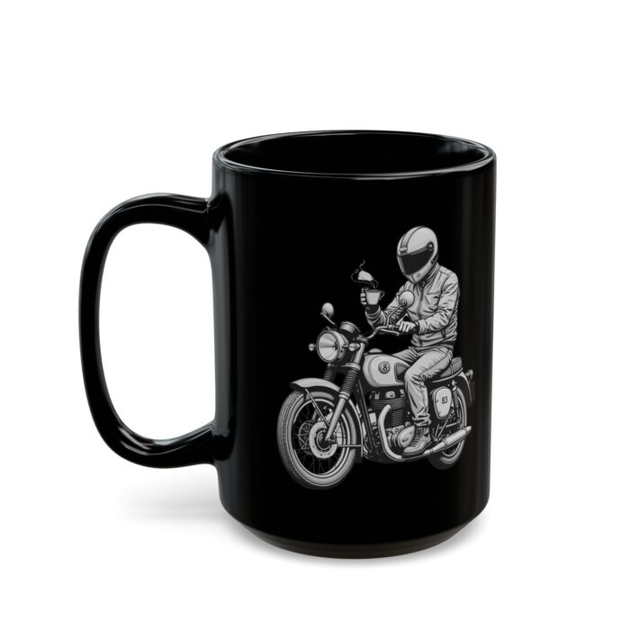 Motorcycle Rider with Coffee Black Mug (11oz, 15oz) - Image 7