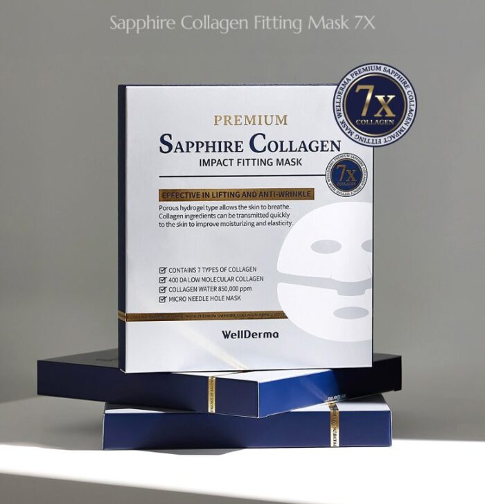 WellDerma Premium Sapphire Collagen Impact Fitting Mask 7X 25g*4seets - Image 6