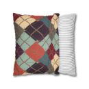 Vintage Harvest Argyle Faux Suede Square Pillowcase